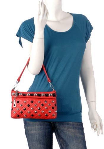 Hayden Small Studded Red Clutch