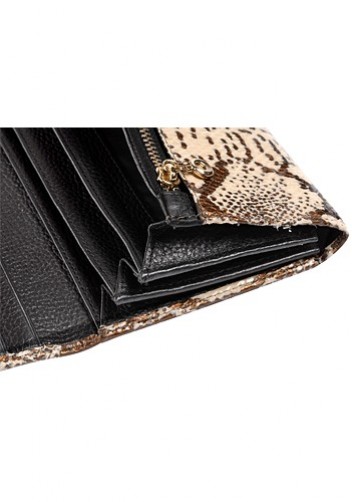 Brighton Exotic Snake Print Leather Large Wallet Beige