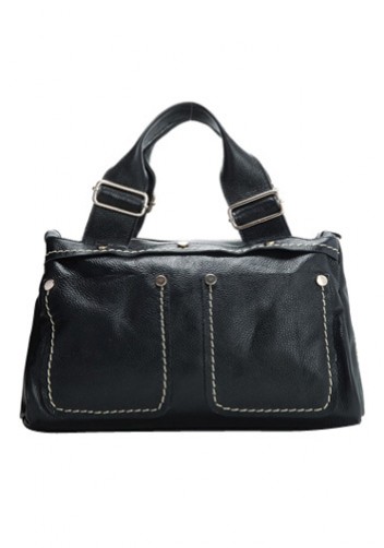 Bella Calfskin Leather Shoulder Bag Black