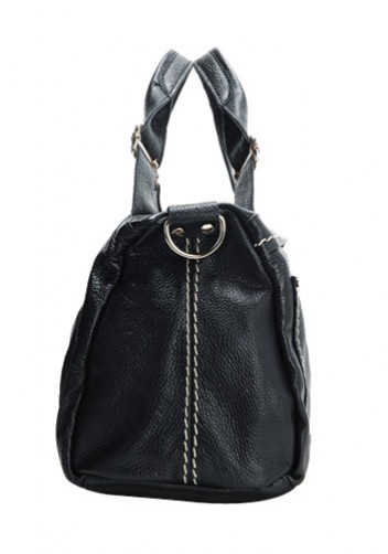 Bella Calfskin Leather Shoulder Bag Black