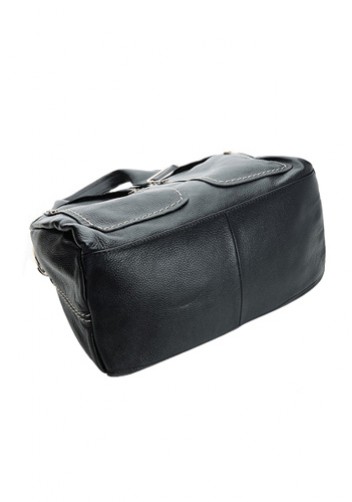 Bella Calfskin Leather Shoulder Bag Black
