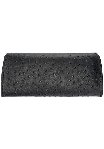 Liya Ostrich Leather Long Wallet Black