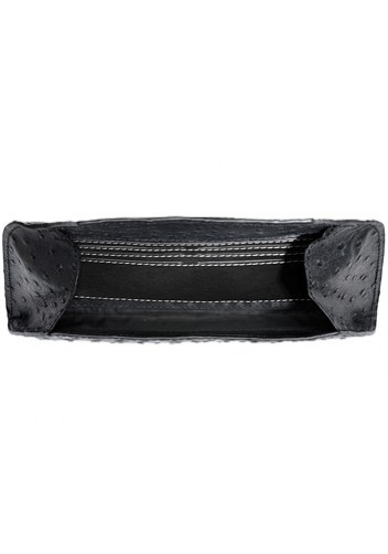 Liya Ostrich Leather Long Wallet Black