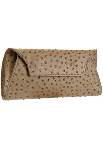 Liya Ostrich Leather Long Wallet Beige