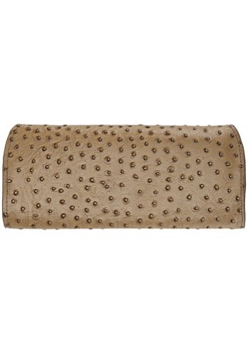 Liya Ostrich Leather Long Wallet Beige