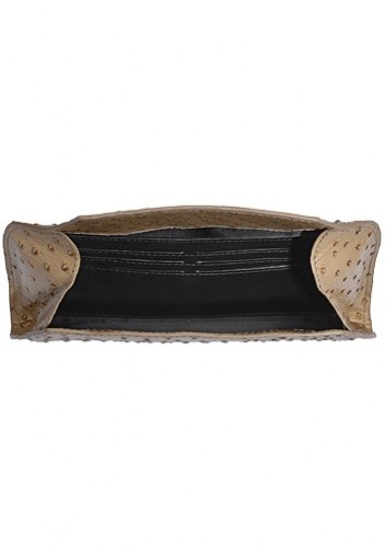 Liya Ostrich Leather Long Wallet Beige