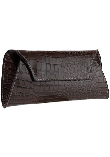 Liya Croc Leather Long Wallet Choco