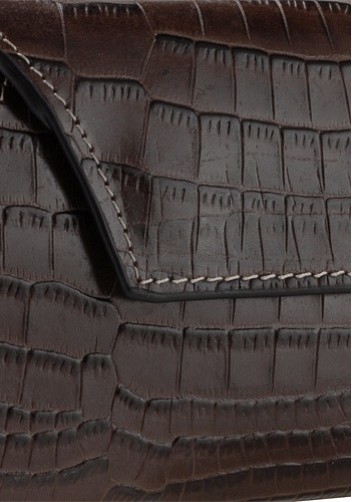 Liya Croc Leather Long Wallet Choco