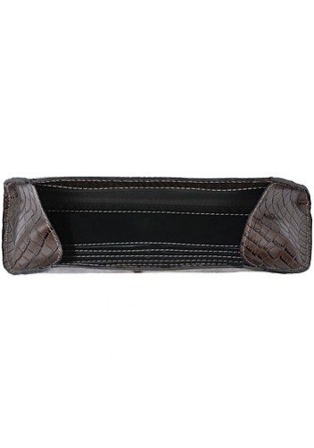 Liya Croc Leather Long Wallet Choco