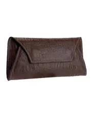 Liya Croc Leather Long Wallet Brown