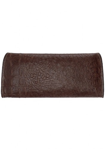 Liya Croc Leather Long Wallet Brown