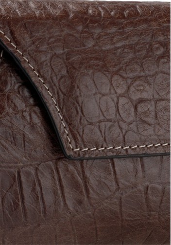 Liya Croc Leather Long Wallet Brown