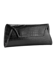 Liya Croc Leather Long Wallet Black