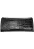 Liya Croc Leather Long Wallet Black