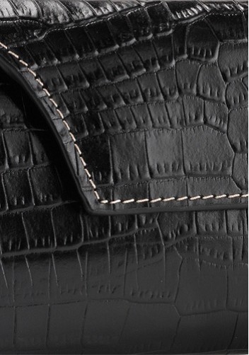 Liya Croc Leather Long Wallet Black