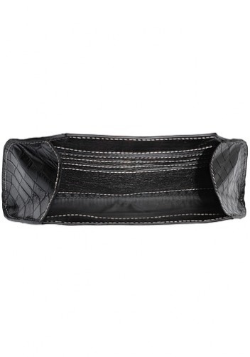 Liya Croc Leather Long Wallet Black