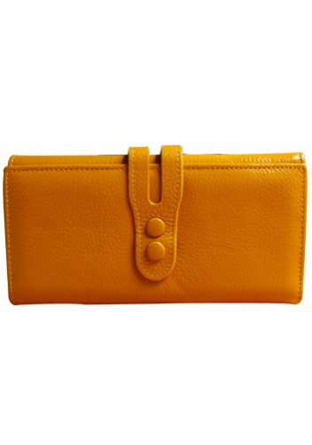 MICHAELA GRAINED LEATHER WALLET YELLOW
