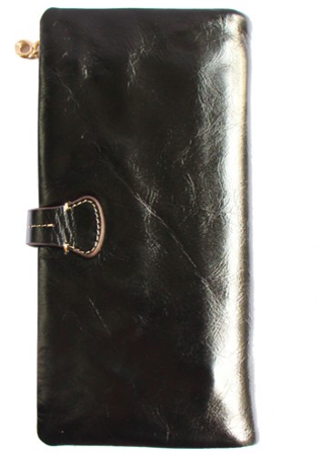 Tara Vintage Oil Wax Cowhide Long Wallet Black