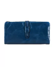 Tara Vintage Oil Wax Cowhide Long Wallet Blue