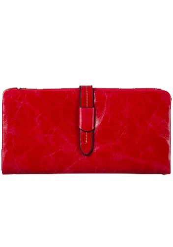 Tara Vintage Oil Wax Cowhide Long Wallet Pink