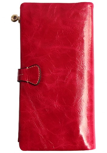 Tara Vintage Oil Wax Cowhide Long Wallet Pink