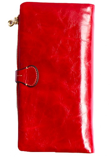 Tara Vintage Oil Wax Cowhide Long Wallet Red
