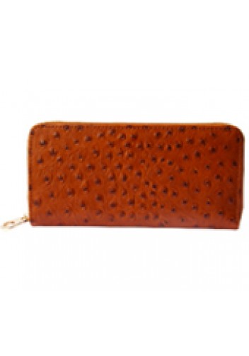 YUKON PURSE WALLET OSTRICH LEATHER BROWN