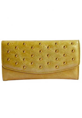 SCARLET STUDDED LONG WALLET LEATHER BEIGE