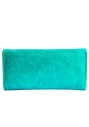 SCARLET STUDDED LONG WALLET LEATHER TURQUOISE