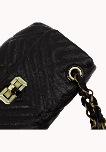 SUPERMODEL PICK LEATHER FLAP BAG BLACK