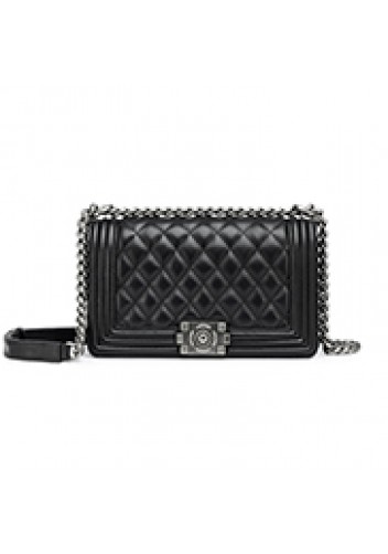Ingrid Quilted Medium Leather Bag Black 
