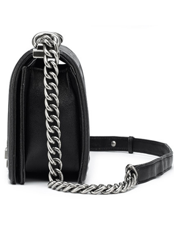 Ingrid Quilted Medium Leather Bag Black 