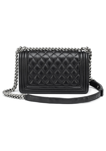 Ingrid Quilted Medium Leather Bag Black 