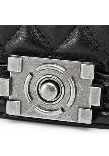 Ingrid Quilted Medium Leather Bag Black 