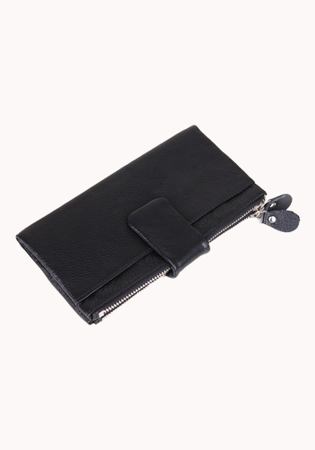 Wanna Wallet In Cowhide Leather Black