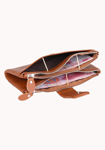 Wanna Wallet In Cowhide Leather Camel