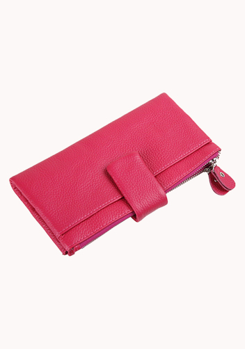Wanna Wallet In Cowhide Leather Hot Pink