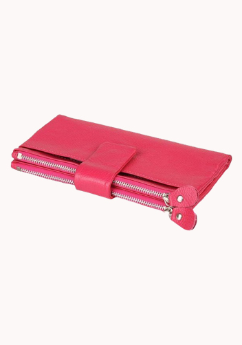 Wanna Wallet In Cowhide Leather Hot Pink