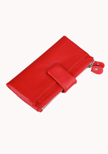 Wanna Wallet In Cowhide Leather Red
