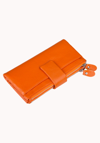 Wanna Wallet In Cowhide Leather Orange