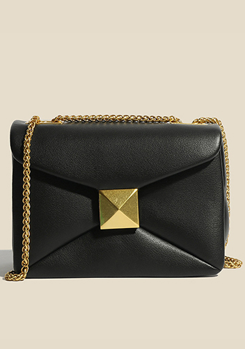 Super Three Pockets Purse Croc Effect Leather Black