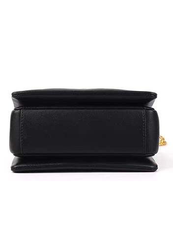 Super Three Pockets Purse Croc Effect Leather Black