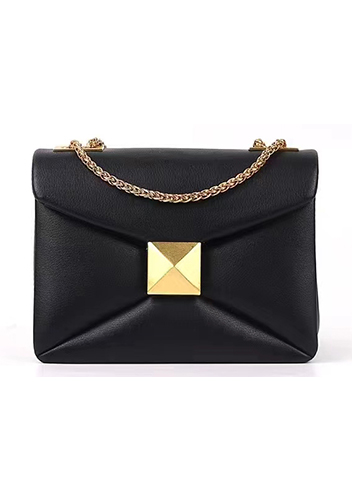 Super Three Pockets Purse Croc Effect Leather Black