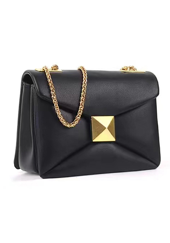 Super Three Pockets Purse Croc Effect Leather Black