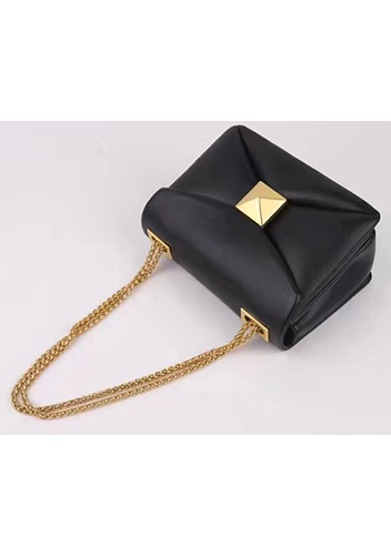 Super Three Pockets Purse Croc Effect Leather Black