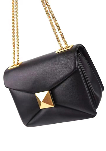 Super Three Pockets Purse Croc Effect Leather Black