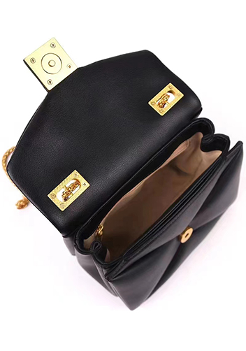 Super Three Pockets Purse Croc Effect Leather Black