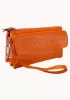 Super Three Pockets Purse Croc Effect Leather Orange
