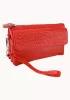 Super Three Pockets Purse Croc Effect Leather Red