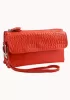 Super Three Pockets Purse Croc Effect Leather Red